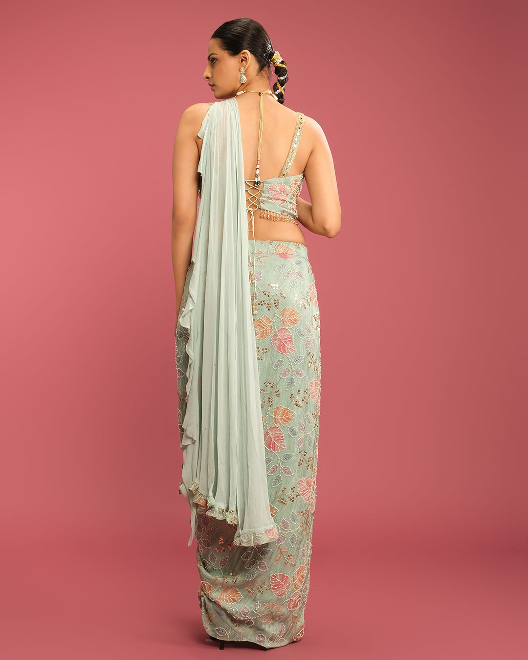 Coastal Sage Printed Fusion Drape Set