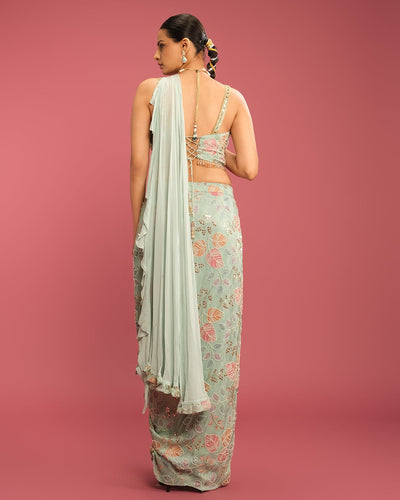 Coastal Sage Printed Fusion Drape Set