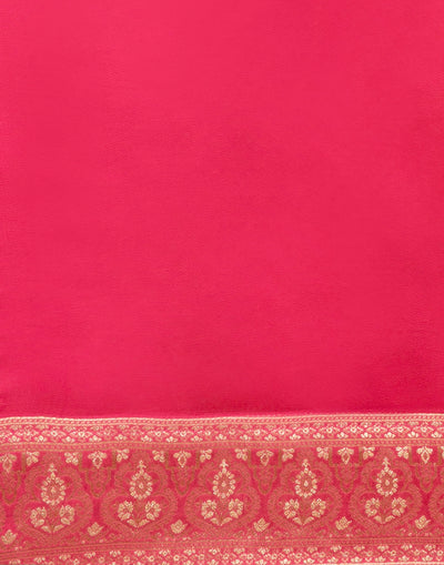 Coral Peach Banarasi Dola Silk Unstitched Suit Set