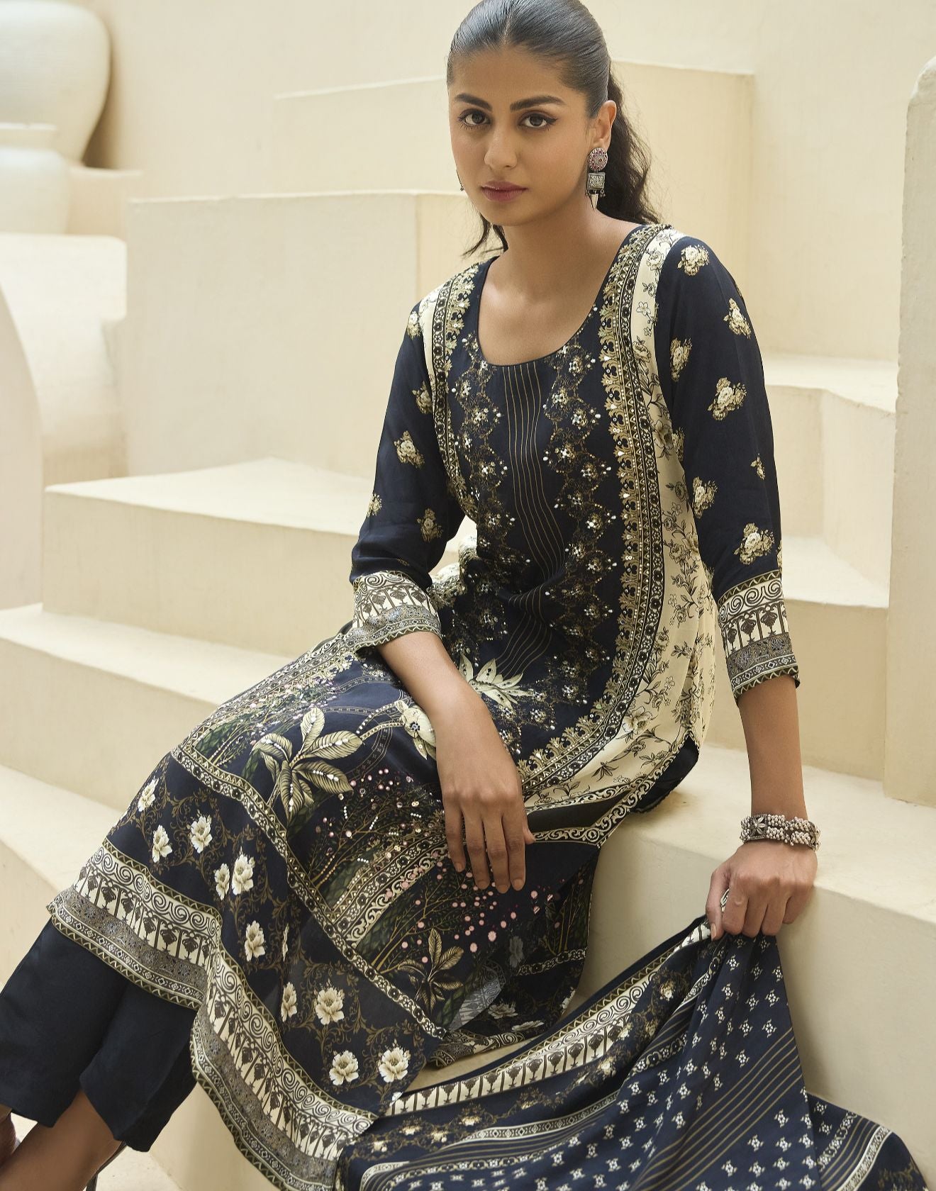 Cosmic Charm Print With Embellishments Kurta Set