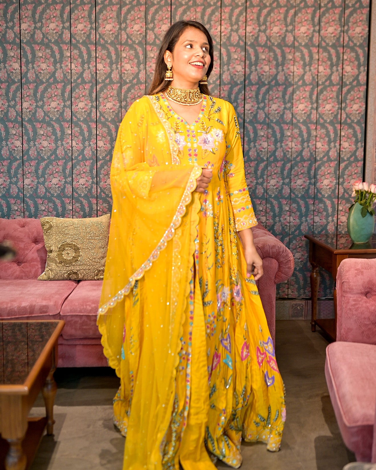 Dandelion Yellow Embellished Anarkali