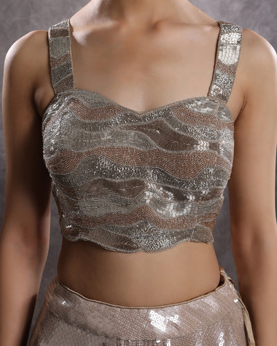 Dune Wave Embellished Cocktail Lehenga Set