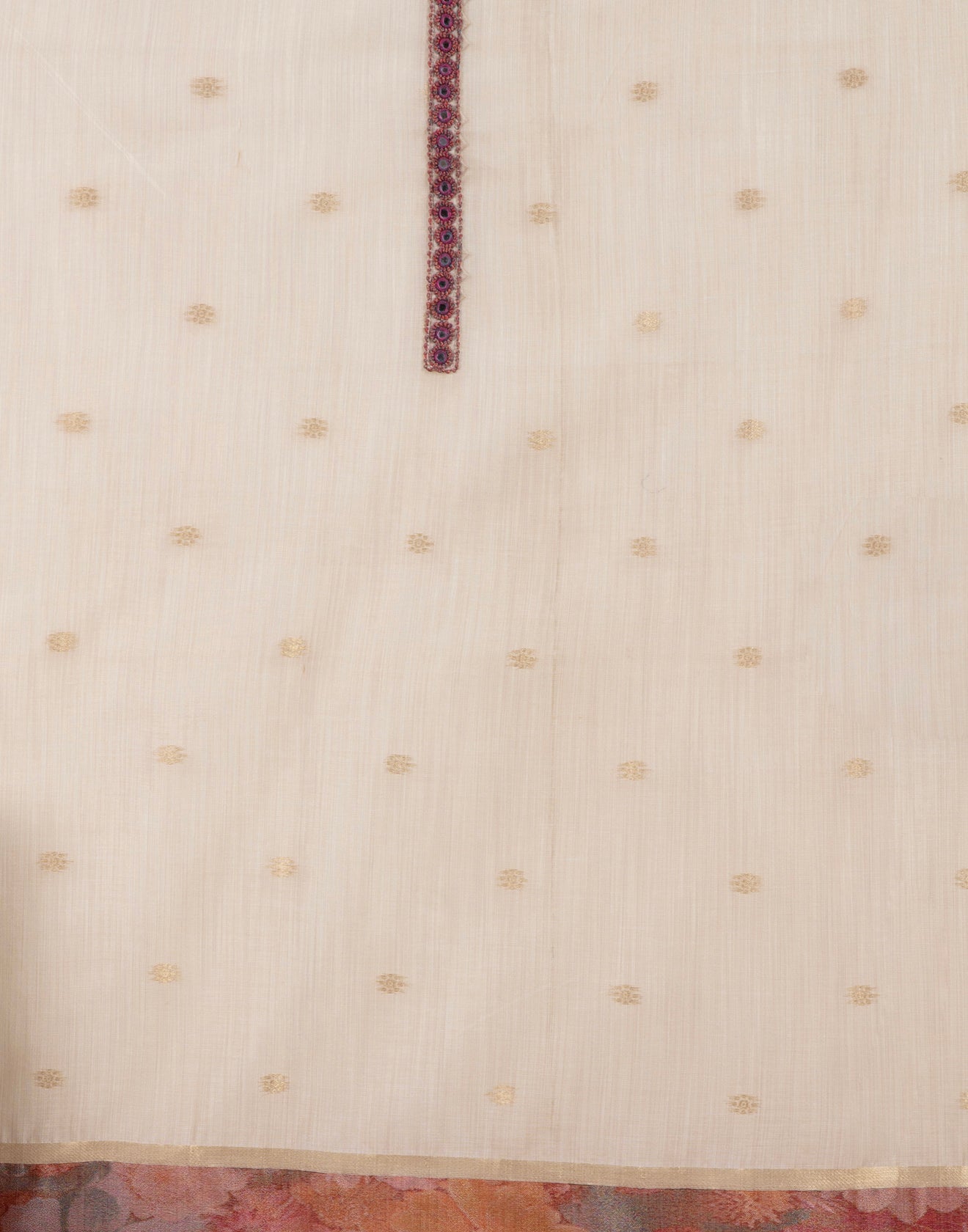 Dusty Beige With Berry Hues Florals Silk Unstitched Suit Set