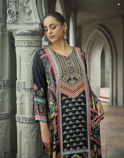Festive Hues Printed Pure Crepe Kurta Set