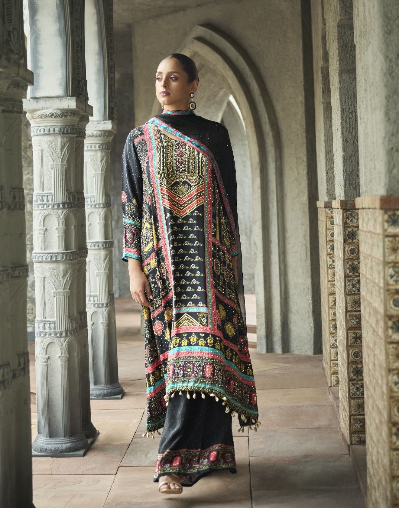 Festive Hues Printed Pure Crepe Kurta Set
