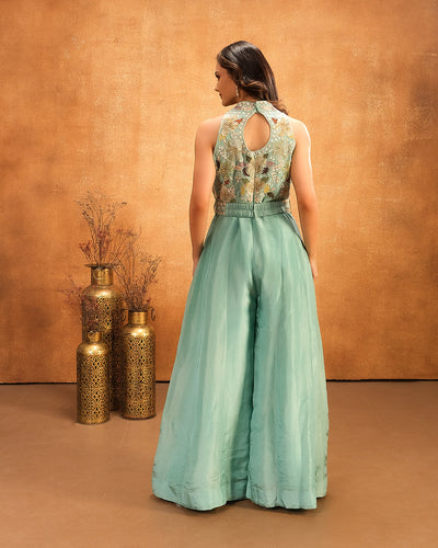 Firozi Charm Embroidered Jumpsuit