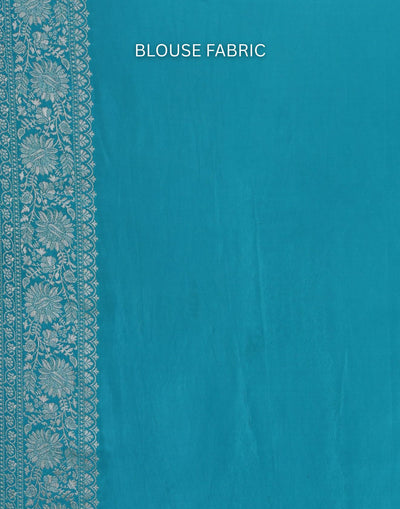 Firozi Noor Dola Silk Saree With Unstitched Blouse Fabric