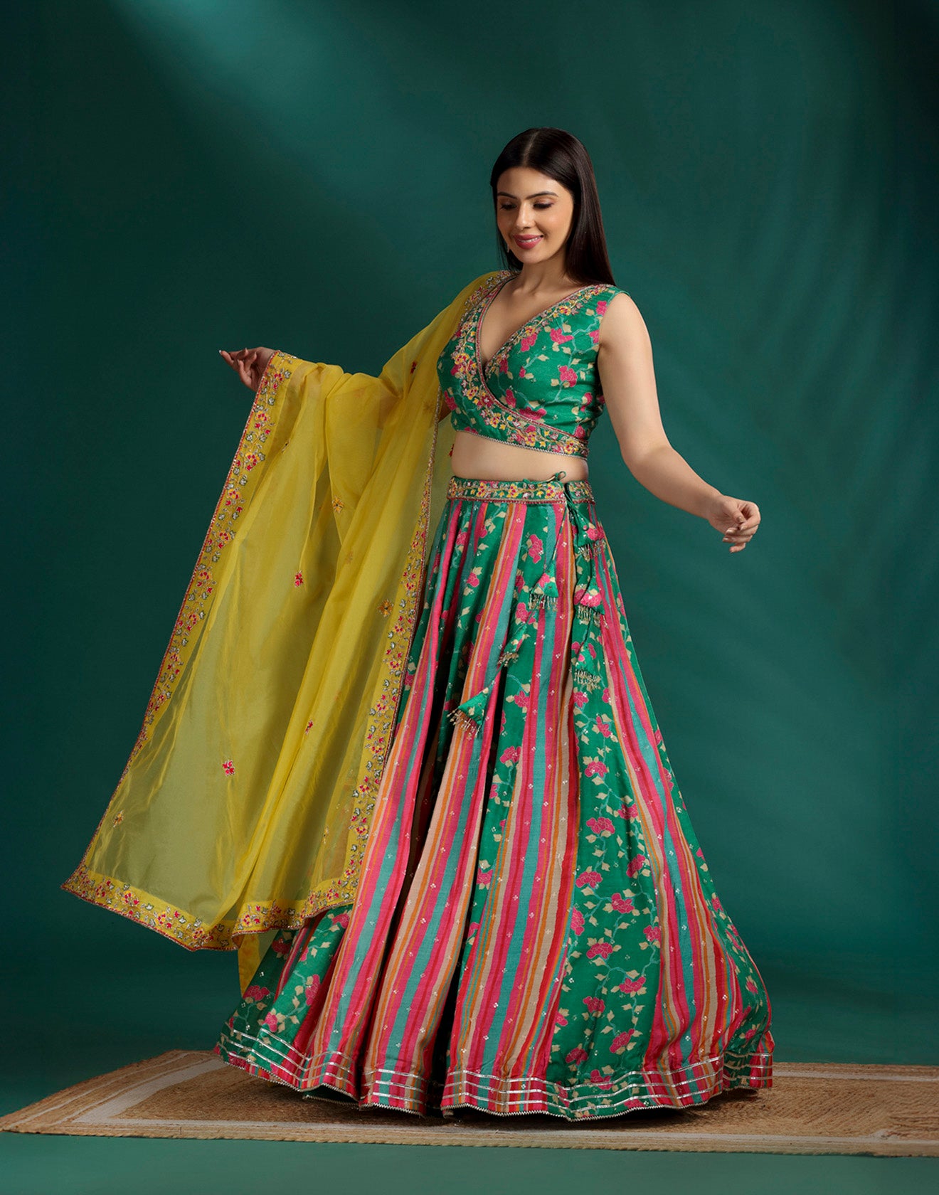 Forest Bloom Printed Lehenga Set For Mehendi