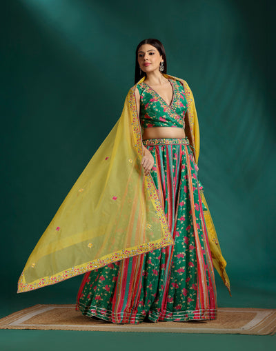 Forest Bloom Printed Lehenga Set For Mehendi