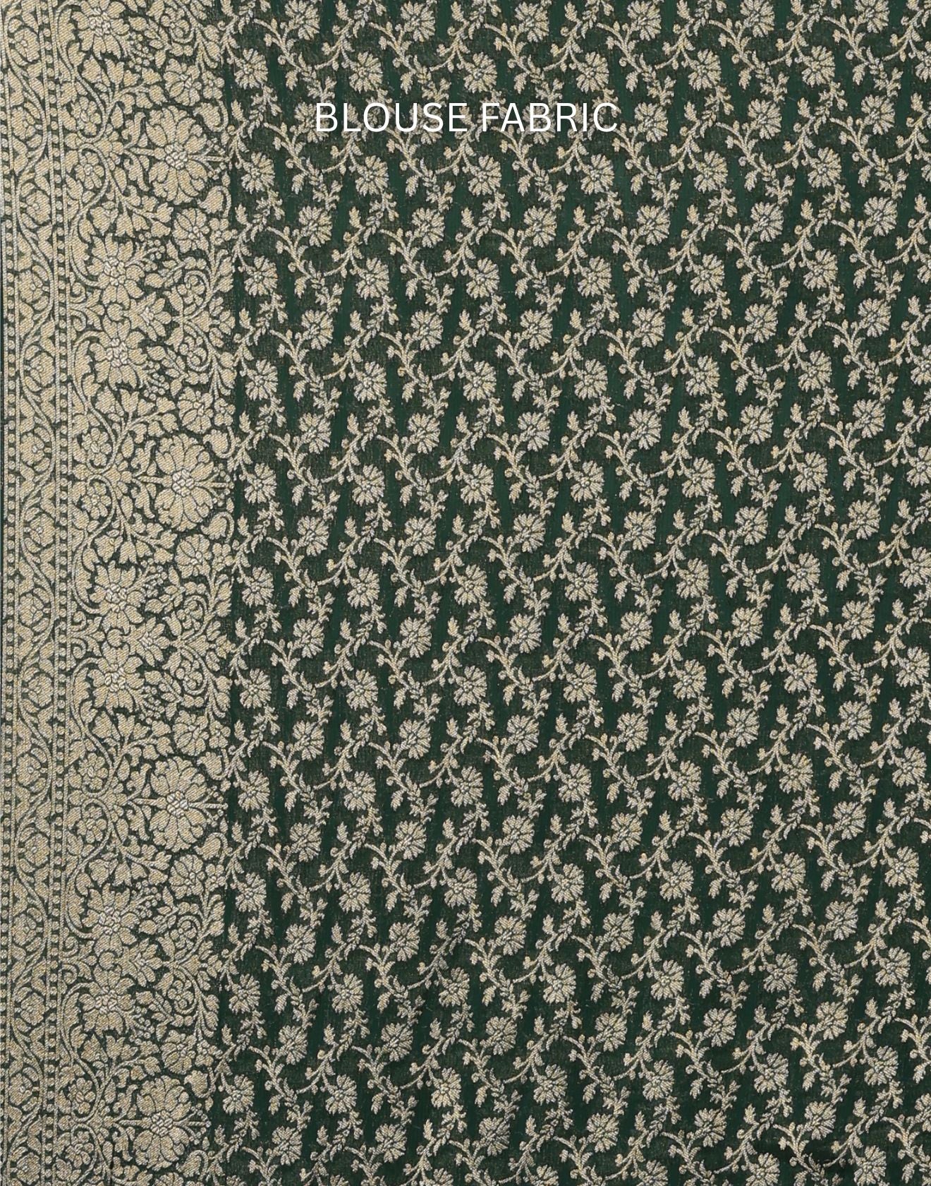 Forest Green Dainty Buttis Georgette Saree With Unstitched Blouse Fabric