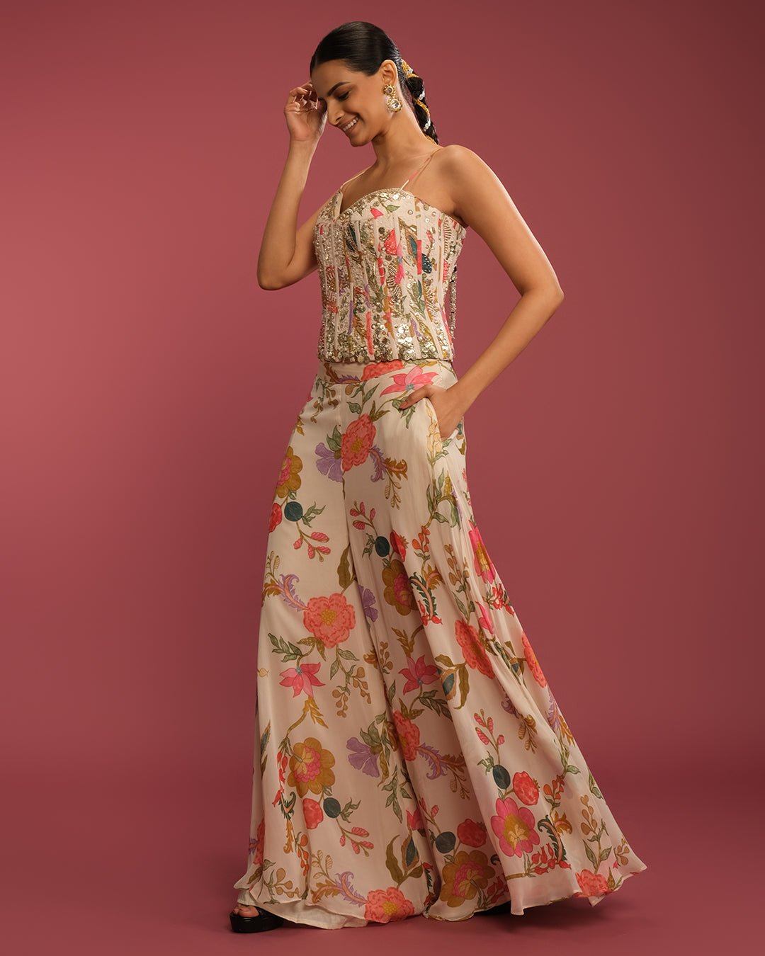 Gardenia Charm Printed Corset Set