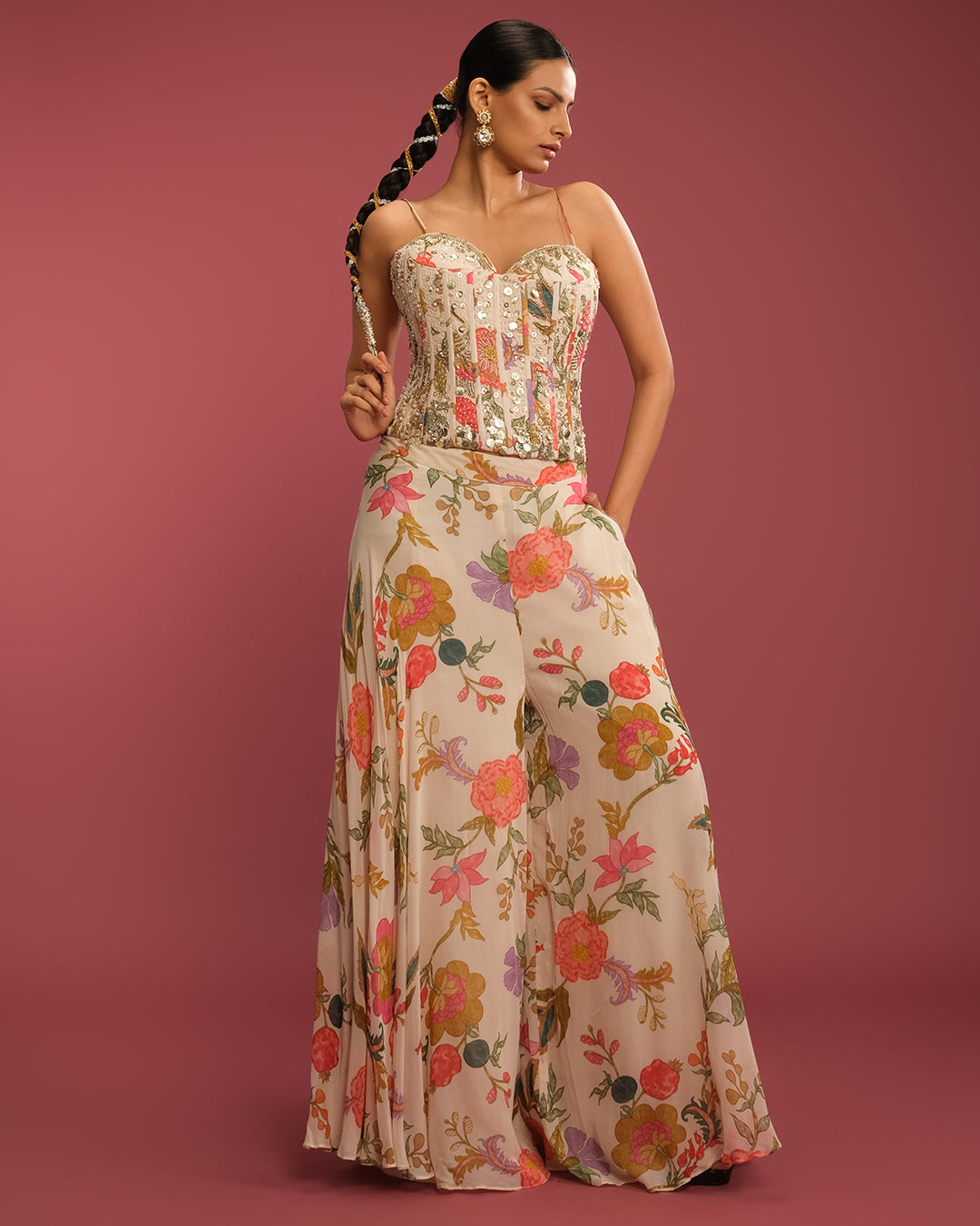 Gardenia Charm Printed Corset Set