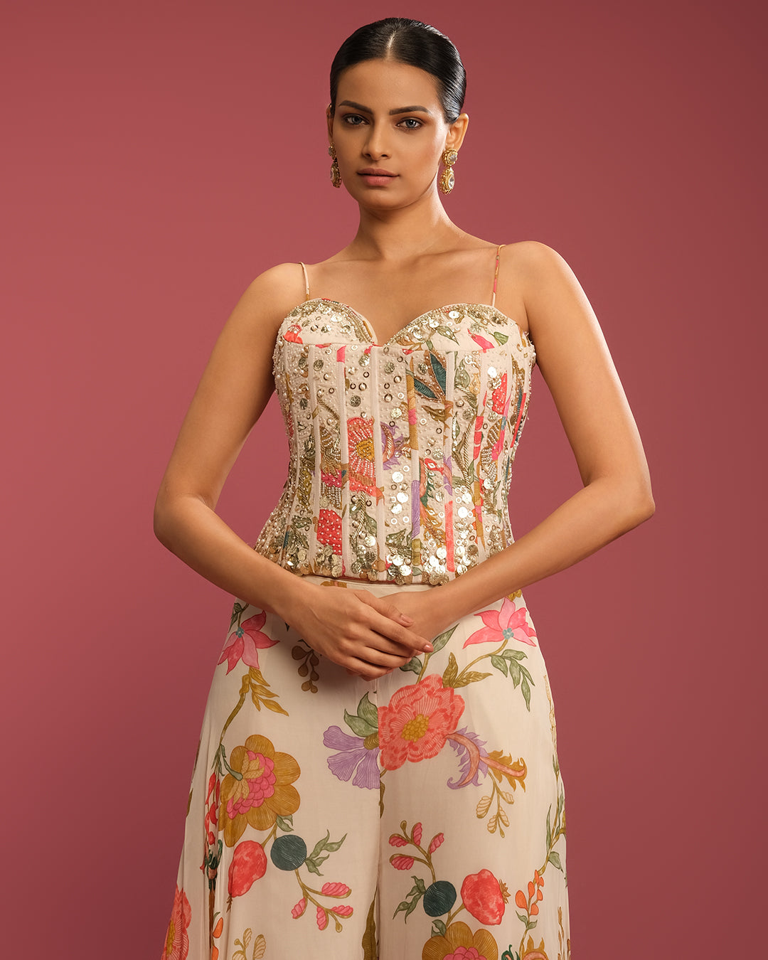 Gardenia Charm Printed Corset Set