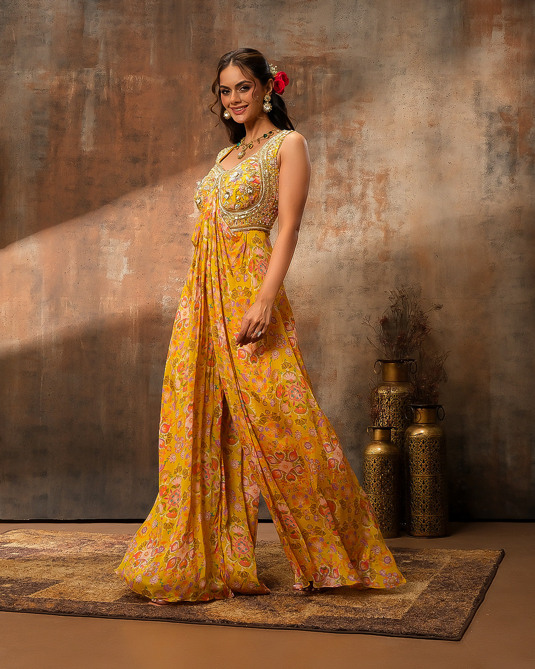 Gardenia Glow Printed Drape Jumpsuit