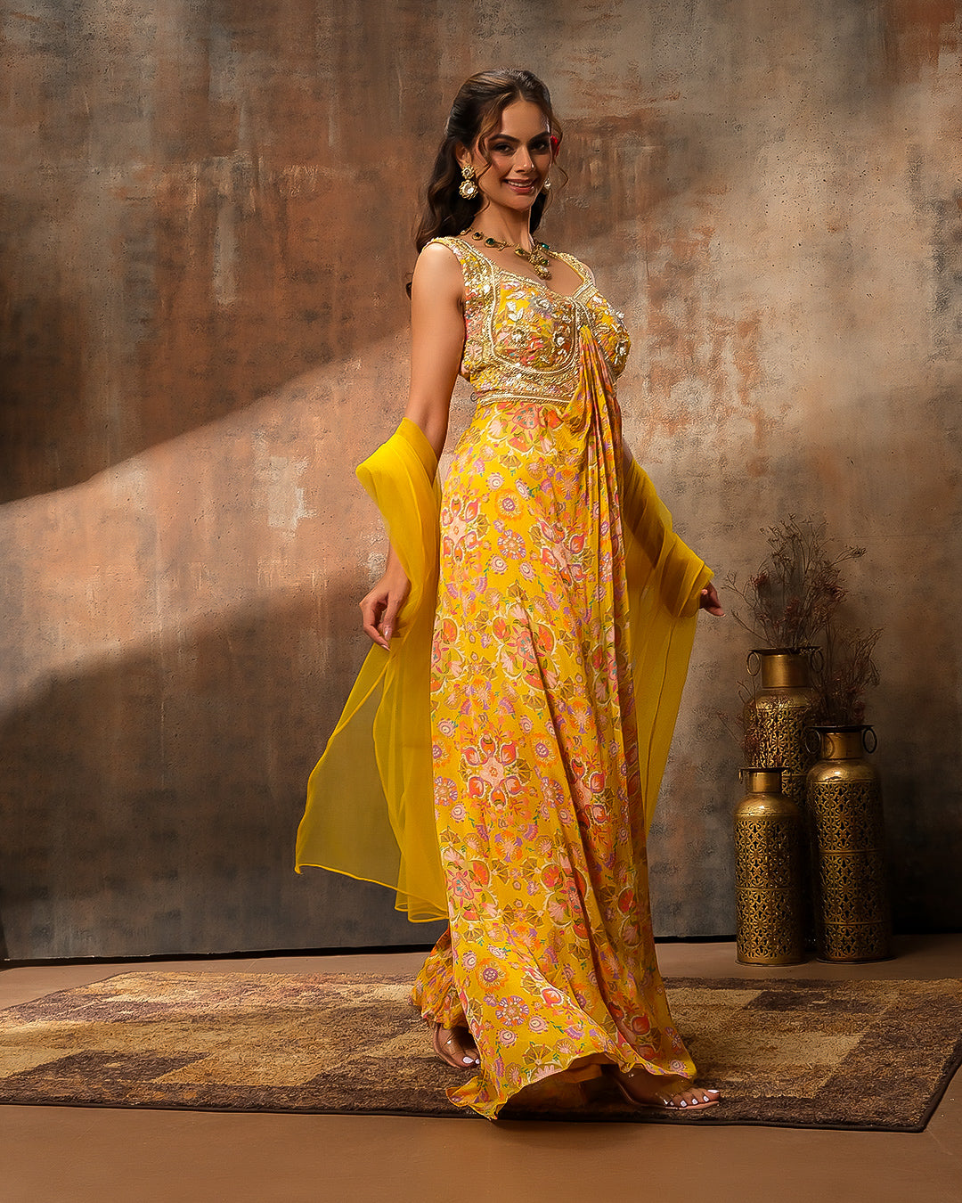 Gardenia Glow Printed Drape Jumpsuit