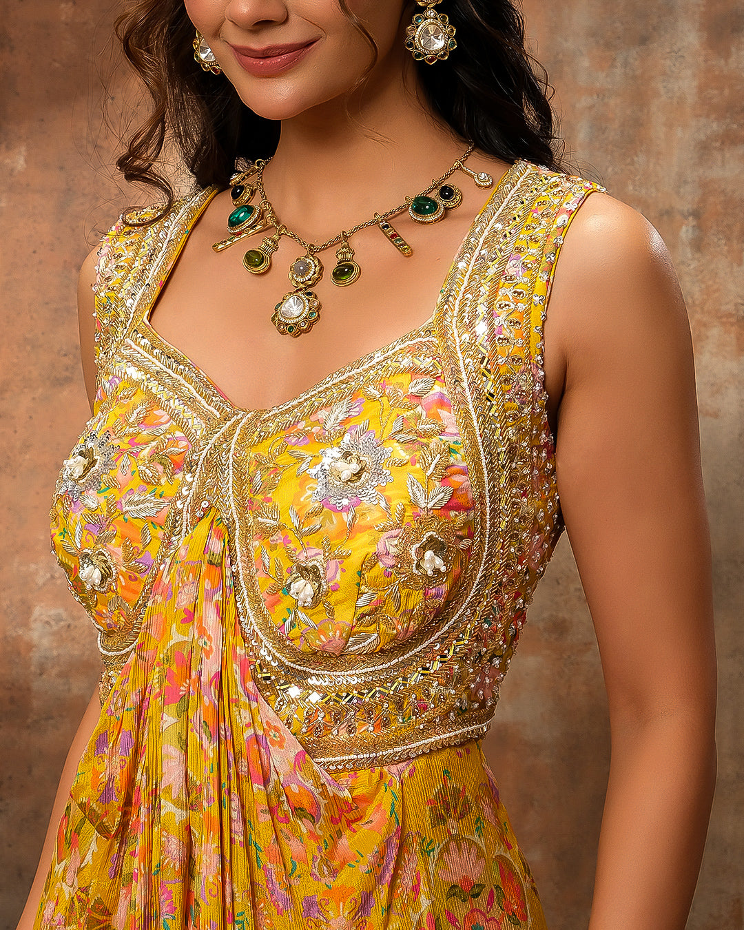 Gardenia Glow Printed Drape Jumpsuit
