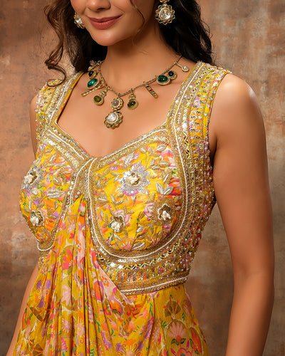Gardenia Glow Printed Drape Jumpsuit