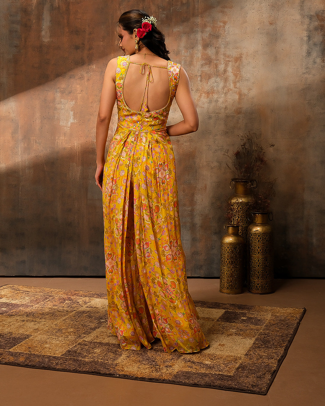 Gardenia Glow Printed Drape Jumpsuit
