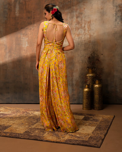 Gardenia Glow Printed Drape Jumpsuit