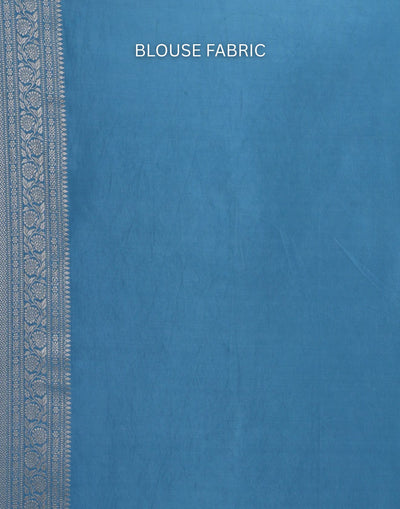 Glacier Blue Dola Silk Saree With Unstitched Blouse Fabric