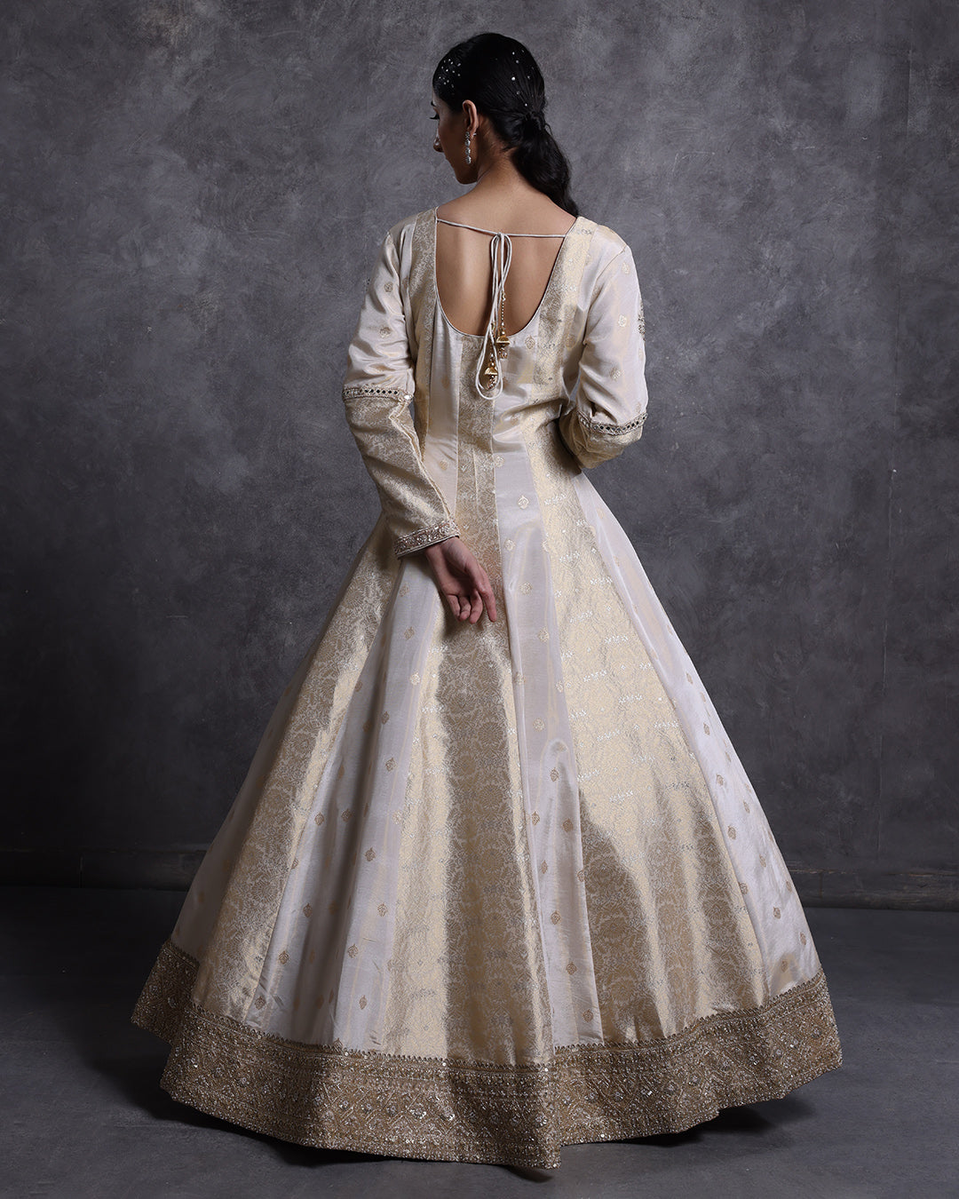 Golden Glow Banarasi Silk Anarkali Suit