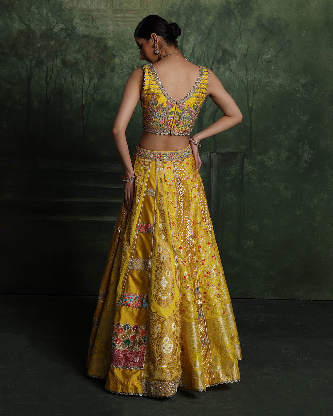 Haldi Amber Banarsi Silk Lehenega Set