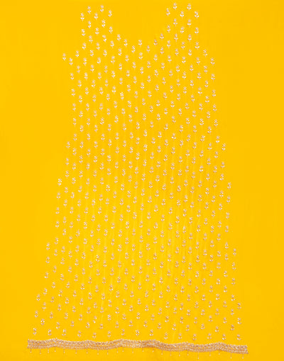 Honey Yellow Crepe Silk Embroidered Unstitched Suit Set