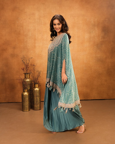 Jade Glam Bandhej Printed Festive Fusion Set