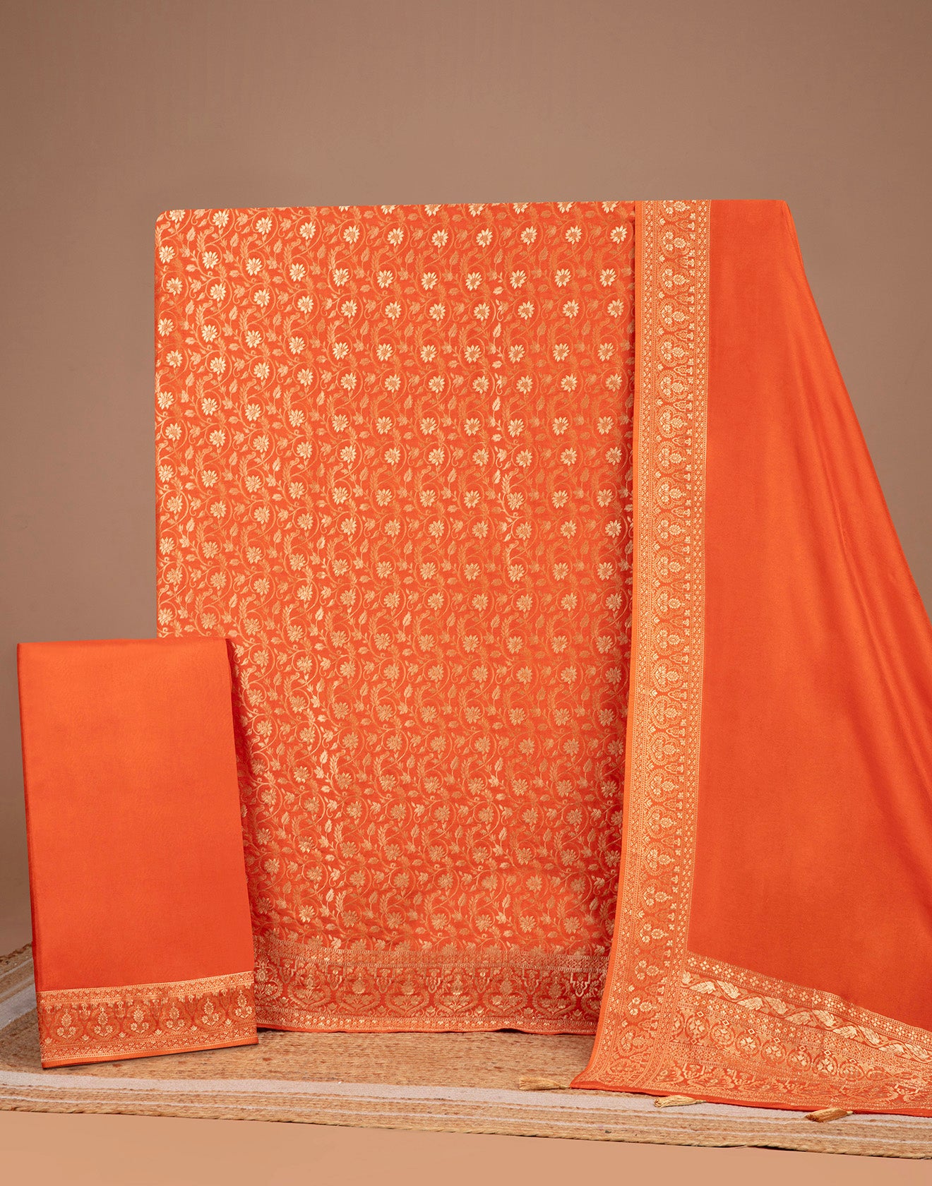 Kesari Banaras Dola Silk Unstitched Suit Set