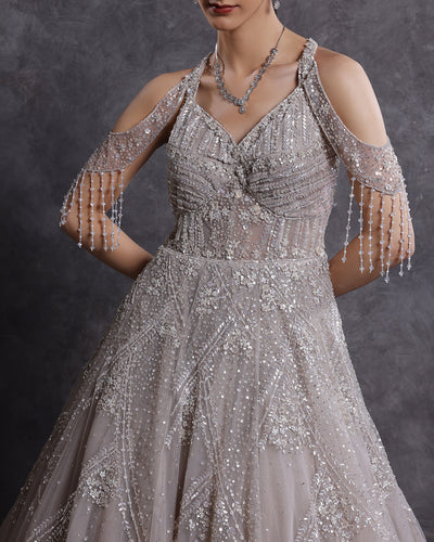 Muted Hue Embellished Bridal Gown