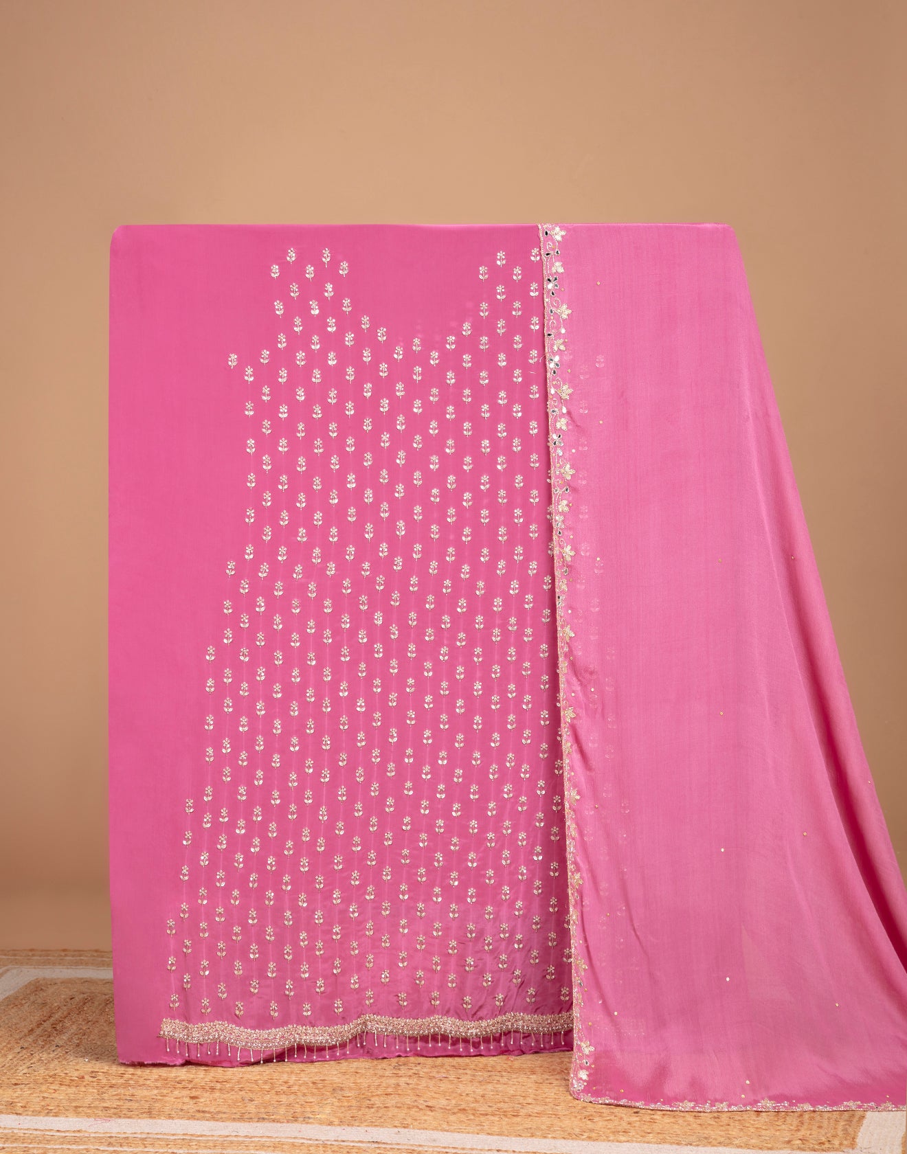 Orchid Mist Crepe Silk Embroidered Unstitched Suit Set