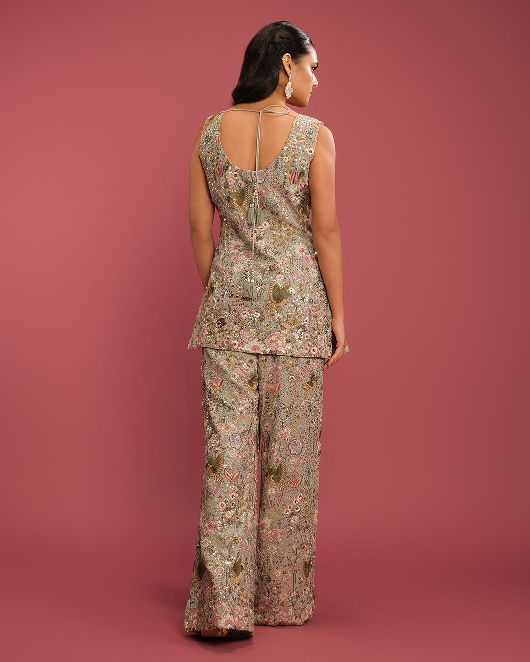 Pastel Aqua Embroidered Festive Fusion Set