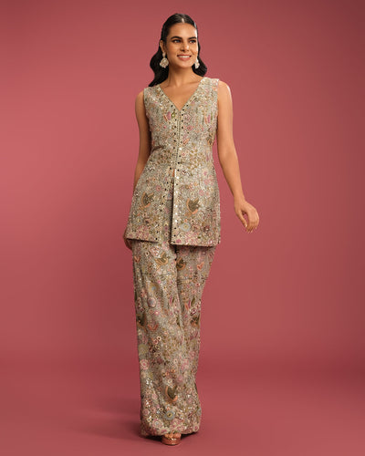 Pastel Aqua Embroidered Festive Fusion Set