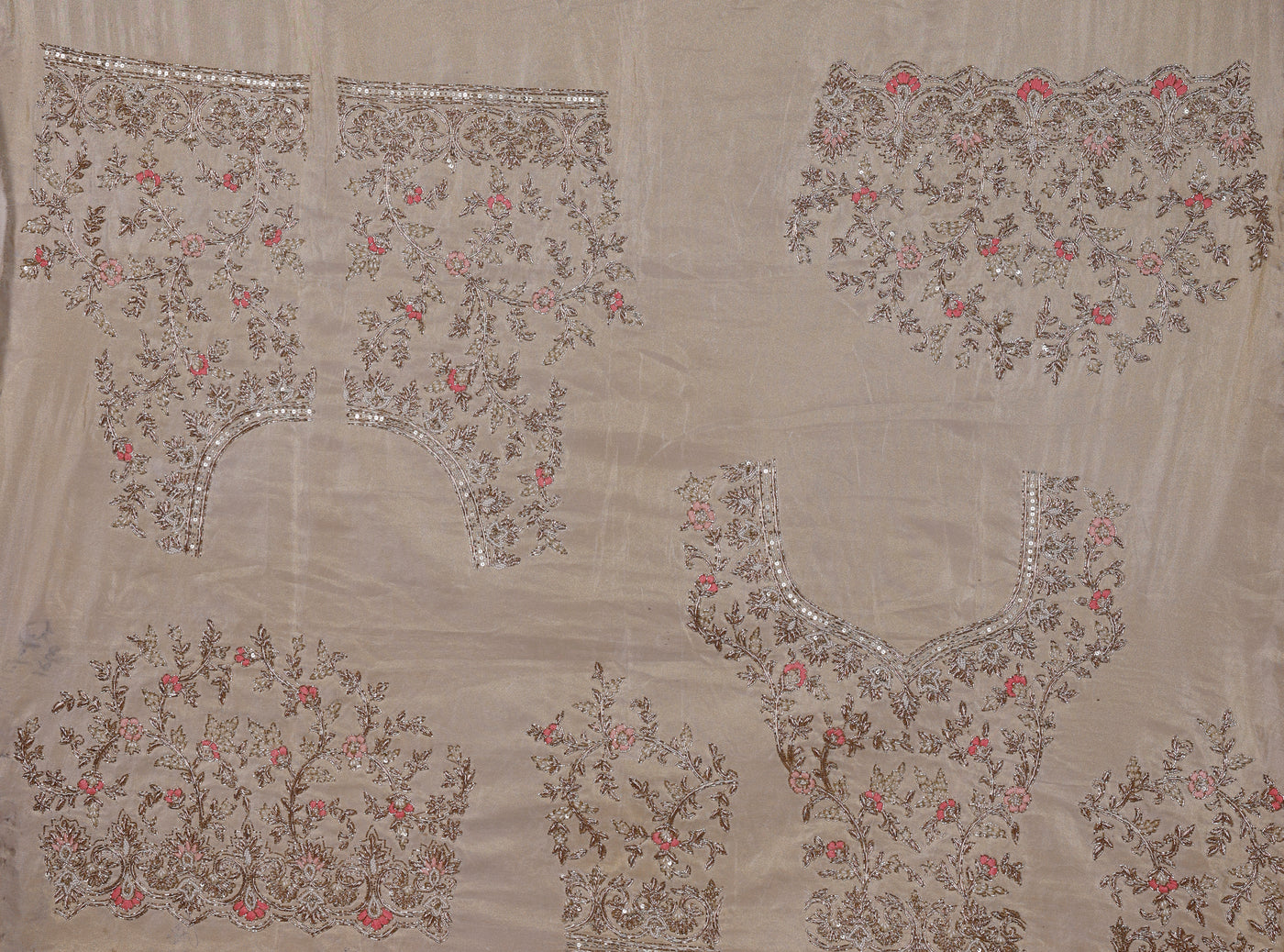 Pearl Ivory Lehenga Set With Unstitched Blouse Fabric And Contrast Red Dupatta