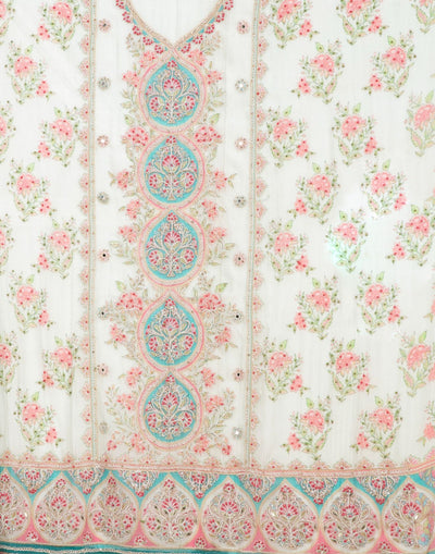 Pearl Pistachio Mughal Printed Soft Silk Unstitched Suit Set