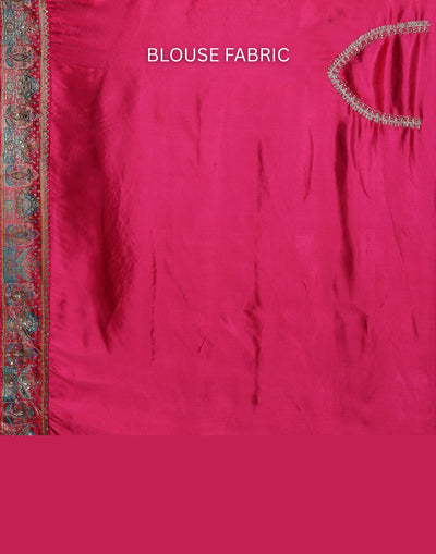 Pearl White Baraat Motif Dola Silk Embellished Saree With Unstitched Blouse Fabric