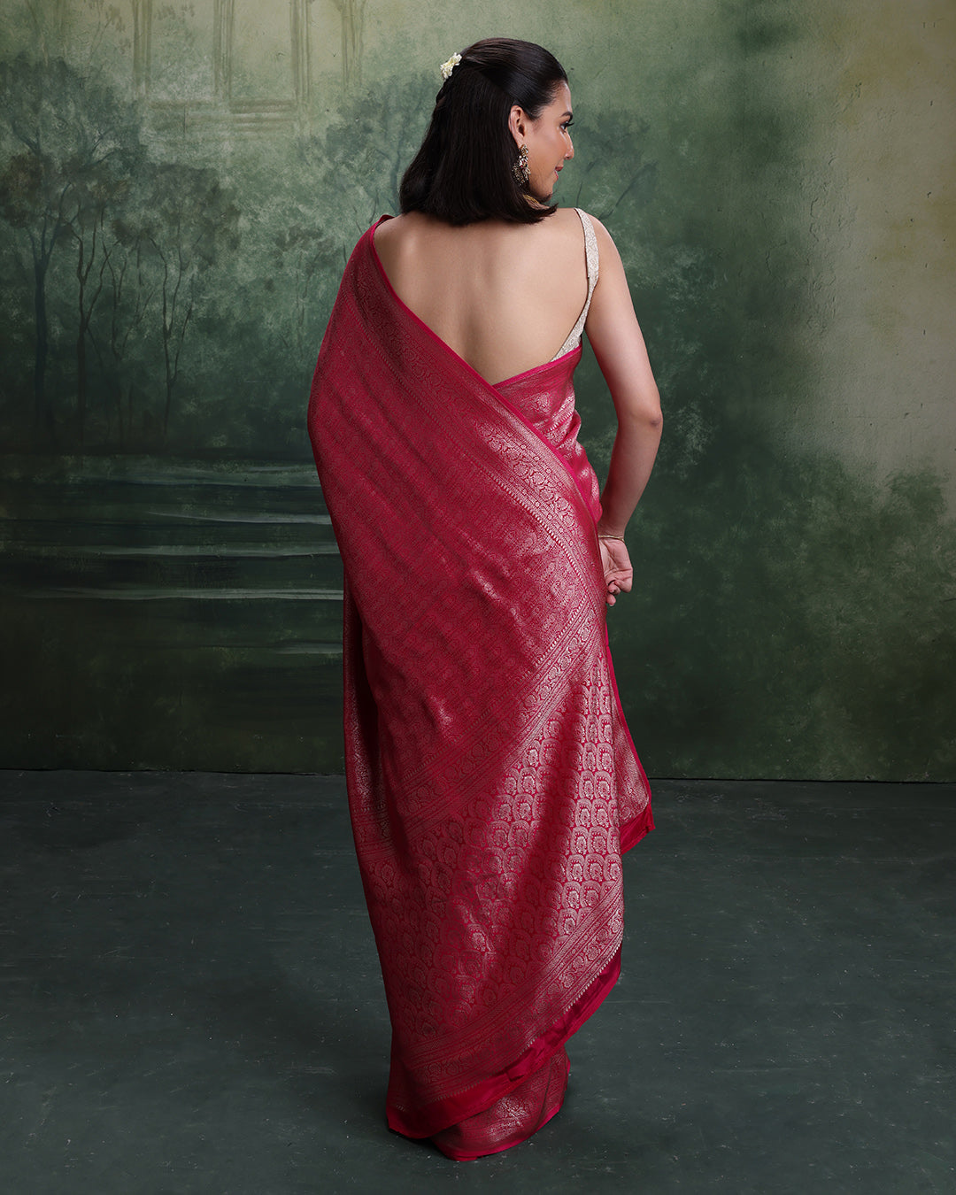 Plum Pink Dola Silk Saree With Unstitched Blouse Fabric