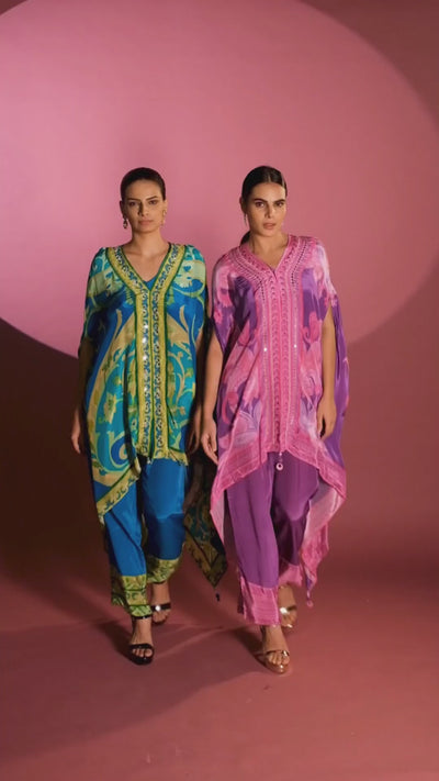 Serene Orchid Paisley Printed Kaftan Set