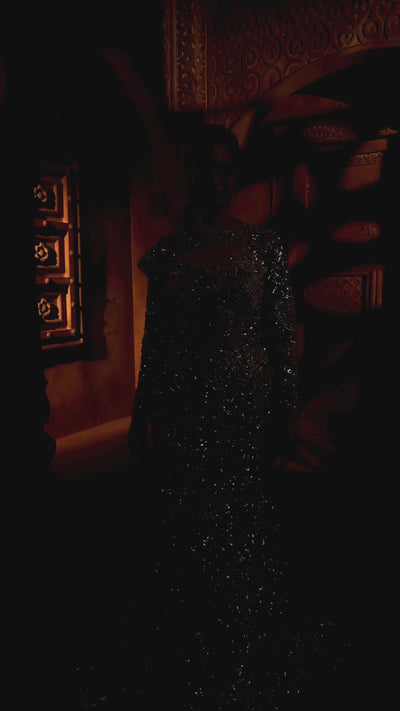 Nude Macaron Embellished Fish-Cut Gown