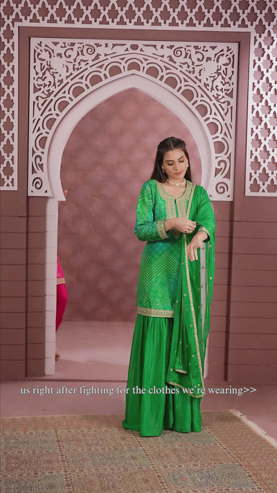 Royal Radiance Bandhej Gharara Set