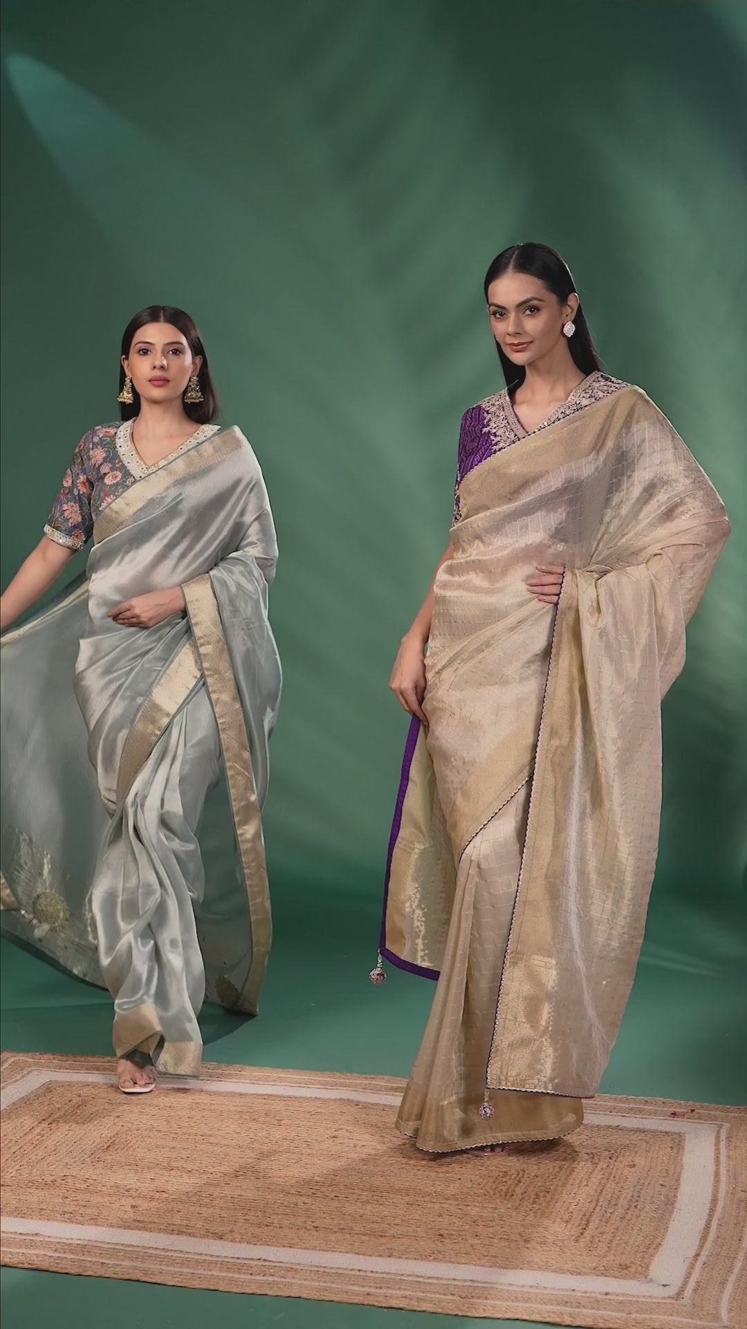 Mint Harmony Tissue Silk Saree With Kalamkari Stitched Blouse