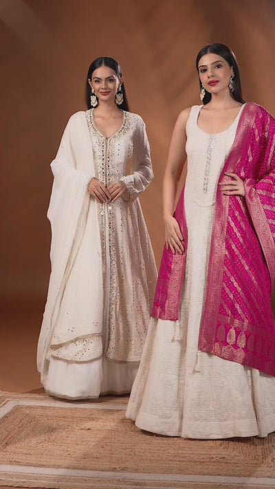 Maple Mousse Pure Lucknowi Embroidered Suit Set