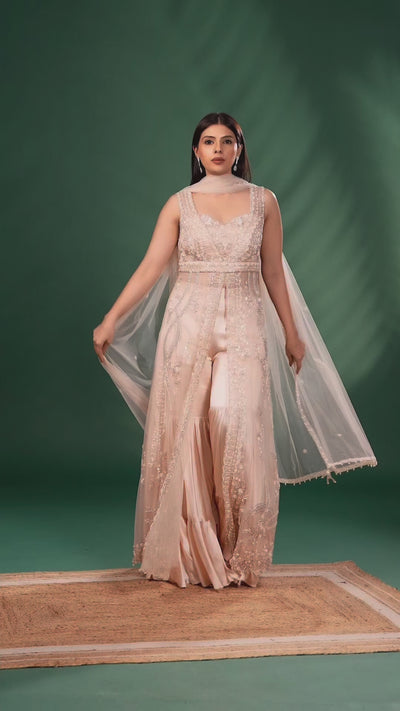 Shellstone Hand Embroidered Designer Pakistani Pallazo Set
