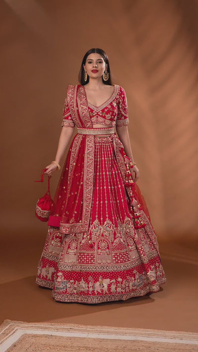 Baraat Muse Red Bridal Lehenga Set