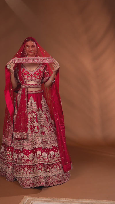 Mehel Ki Maharani Layered Silk Embroidered Bridal Lehenga Set