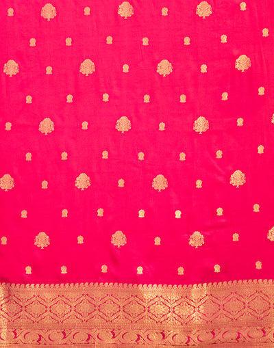 Rani Pink With Zari Design Crepe Silk Unstitched Suit Set