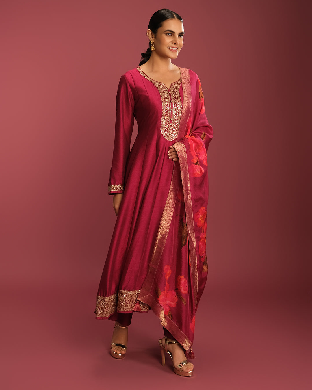Raspberry Pink Festive Anarkali Suit