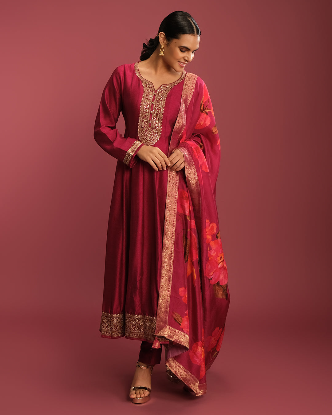 Raspberry Pink Festive Anarkali Suit