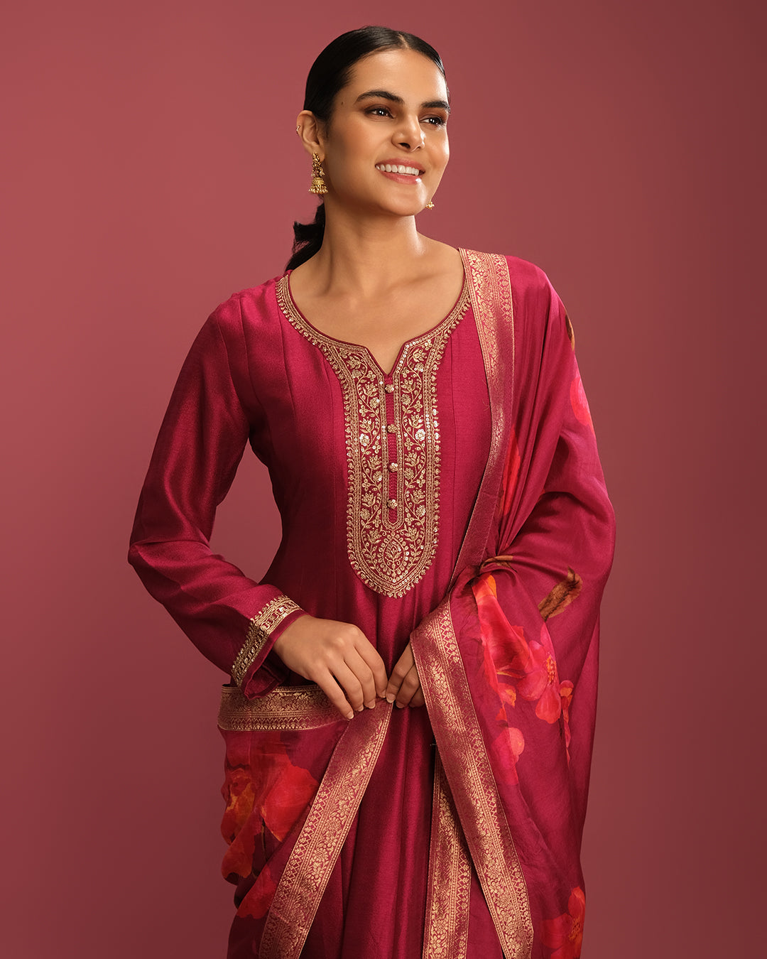 Raspberry Pink Festive Anarkali Suit