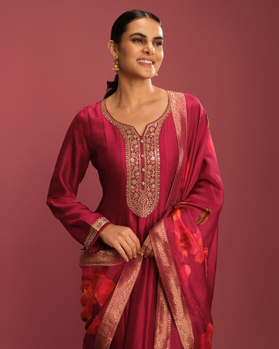 Raspberry Pink Festive Anarkali Suit